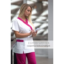 Fehér-Pink Kamilla tunika + gumis derekú nadrág