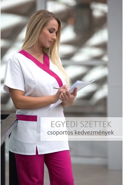 Fehér-Pink Kamilla tunika + gumis derekú nadrág
