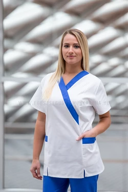 Fehér-Királykék Kamilla tunika + gumis derekú nadrág